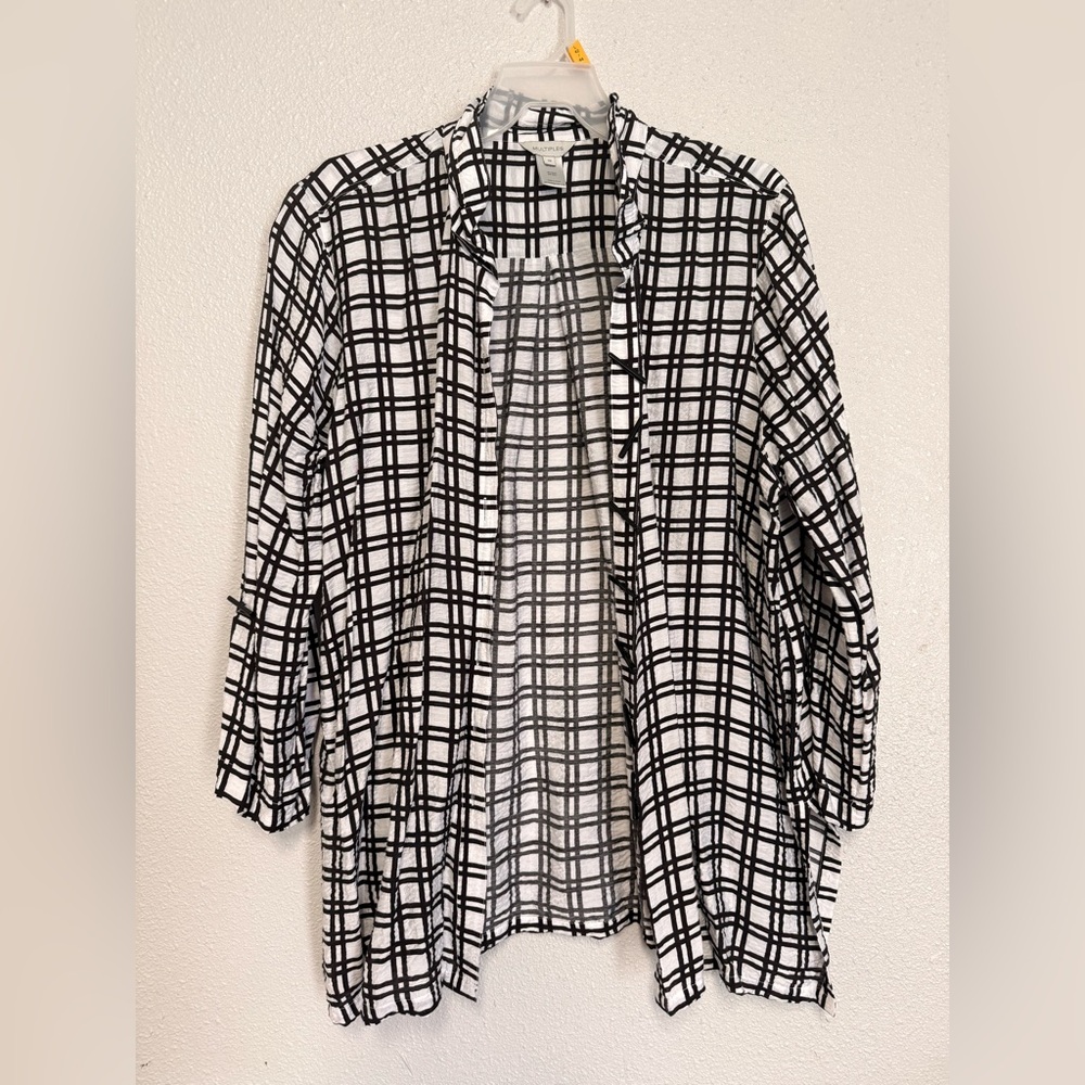 Multiples Black and White Checkered Blouse
